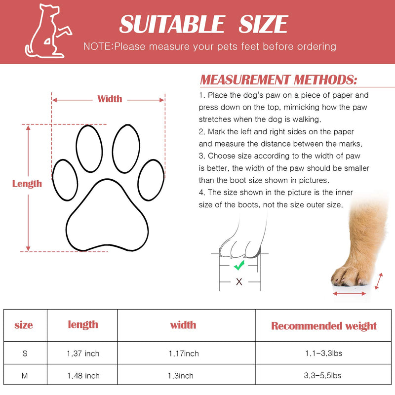 [Australia] - Frienda 2 Sets Waterproof Dog Shoes Rain Snow Dog Booties Anti-Slip Dog Sock Shoes Breathable Paw Protector Soft Soled Dog Boots with Adjustable Drawstring for Small Puppy Medium Red, Black 