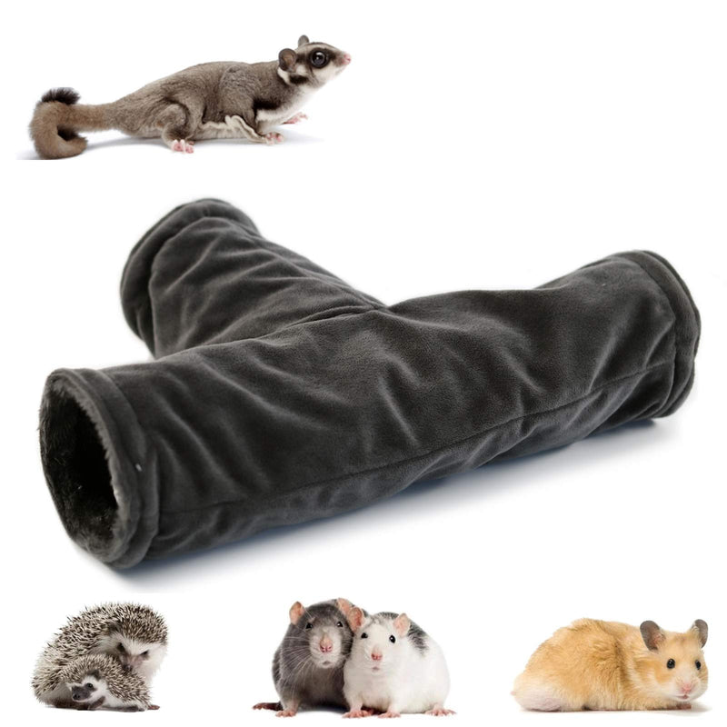 LeerKing Small Pet Play Tunnel Collapsible 3 Way Rats Toys Cage Accessories for Hamster Chinchillas Mice Rats Dark Gray - PawsPlanet Australia