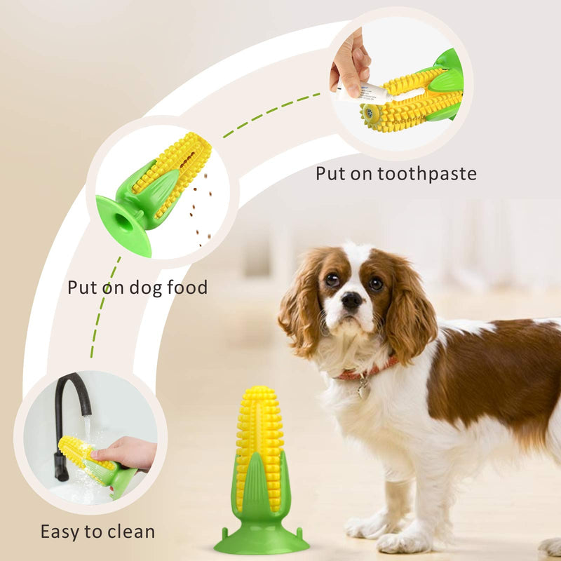 Baytion Dog Chewing Toys, Silicone Corn Stick 9x9x16CM, Durable Pet Biting Rubber Toys for Teeth Cleaning, Chewing, Training & Playing, Yellow - PawsPlanet Australia