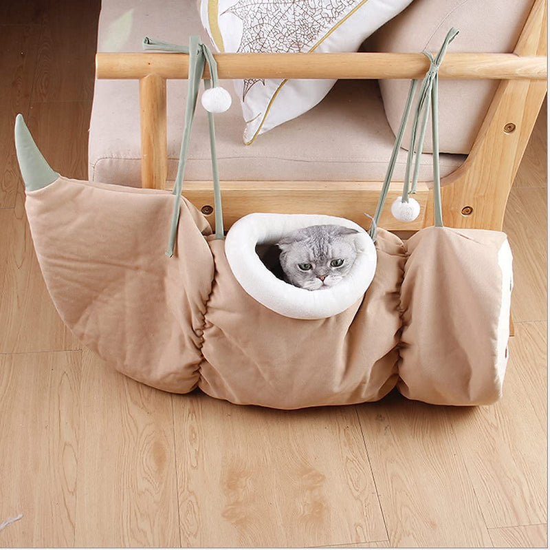 SHENGOCASE 2 in 1 Washable 36.2“ Long Unique Modern Lotus Root Cat Tunnel Tube Bed for Indoor Cat, Cat Bed, Cat House, Cat Sleeping Bag, Cat Hammock, Cat Cave - PawsPlanet Australia