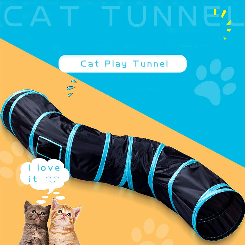 iCAGY Cat Tunnel for Indoor Cats Interactive, Rabbit Tunnel Toys, Pet Toys Play Tunnels for Cats Kittens Rabbits Puppies Crinkle Collapsible Pop Up 47" Black - PawsPlanet Australia