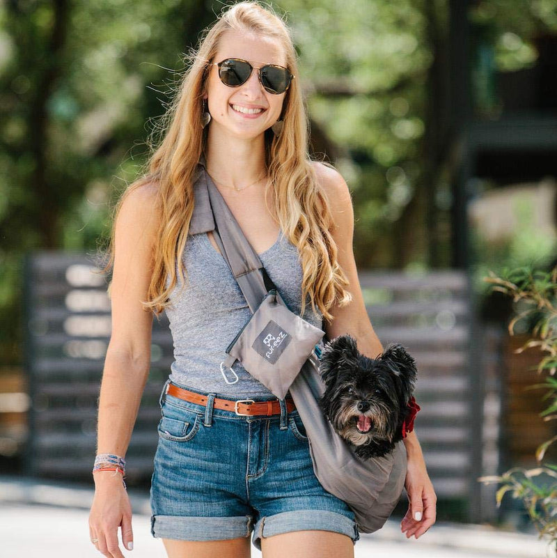 Monkey Mat - Fur-EEZ Pet Sling Carrier | Ultra Portable and Hands-Free Sling - Attached Small Pouch, Collar Latch, and Loop for Dogs, Cats, Bunnies Under 12 lbs - PawsPlanet Australia