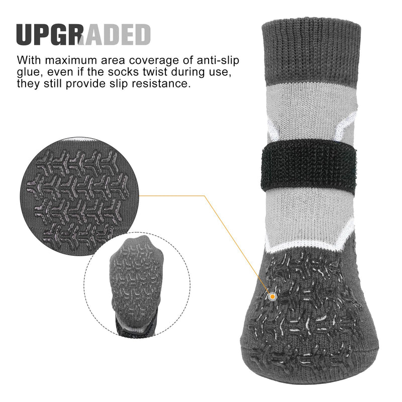 BEAUTYZOO Anti Slip Dog Socks to Prevent Licking Paws, Dog Boots Reflective with Grips for Hot/Cold Pavement, Non Slip Dog Shoes Paw Protector for Hardwood Floor Small Medium Large Senior Dog Booties Grey S(Pack of 6) - PawsPlanet Australia