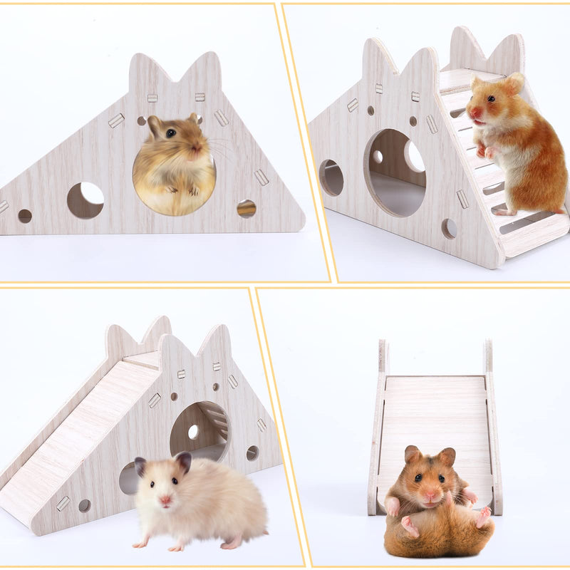 Molain Hamster House with Ladder and Slide, Wooden Hamster Play Toy House Small Animal Activity Toy DIY Hamster Cage Accessories for Small Pets - PawsPlanet Australia