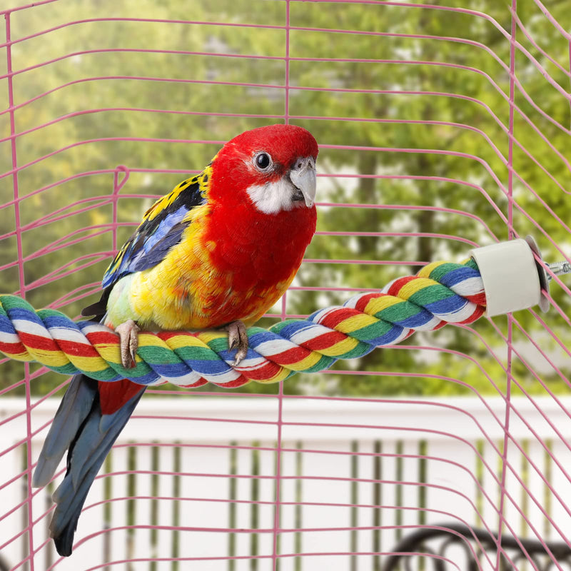 Bird Perch- Cage Rope for Parrot/Parakeet/Cockatiel Bungee Toy Comfy Colorful (31.5 Inch Long, Metal Nuts) 31.5 Inch Long - PawsPlanet Australia