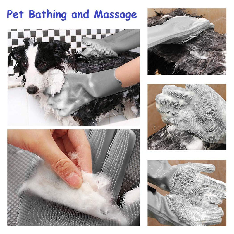 ZKSMNB Pet Grooming Gloves, Gentle Dog Bathing Scrubber Gloves, Silicone Hair Removal Gloves with High Density Teeth Efficient Pet Hair Remover Mitt for Cats, Dogs - PawsPlanet Australia