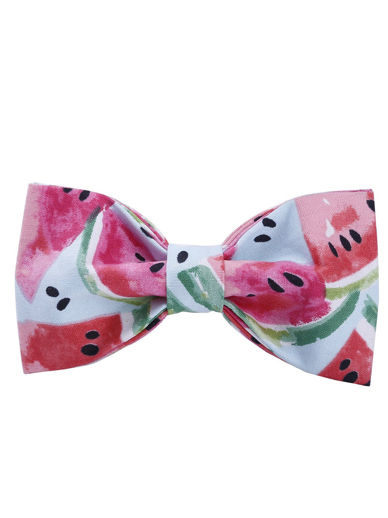 [Australia] - USP Pet Soft&Comfy Bowtie Dog Collar and Cat Collar Pet Gift for Dogs and Cats Adjustable Pure Cotton Collars 6 Sizes and 5 Patterns S Watermelon 