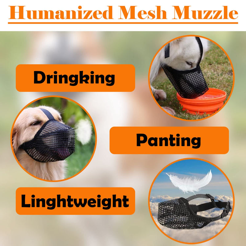 Muzzle with rounded mesh, soft nylon muzzle, adjustable breathable mesh muzzle for small, medium and large dogs to prevent eating (M) M - PawsPlanet Australia