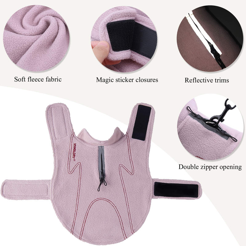 VIVAGLORY Dog Coat Fleece Jacket Vest for Small Medium Large Dogs Puppy Windproof Warm Clothes for Cold Weather, Pink, M M(Chest:56-68m) - PawsPlanet Australia