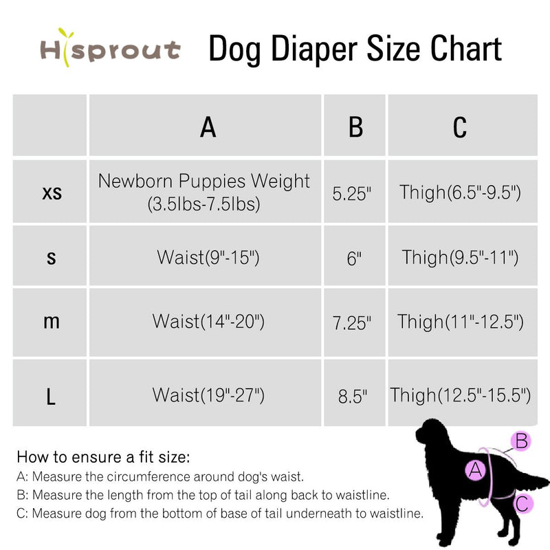 Hi Sprout Female Dog Diaper Reusable Washable Durable Absorbent Cloth Doggie Diapers Pants (XS, Black Set) X-Small - PawsPlanet Australia