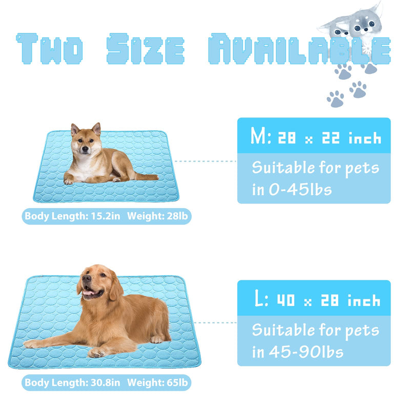 Washable Dog Cooling Mat Ice Silk Pet Self Cooling Pad Blanket 28x22 in Blue - PawsPlanet Australia