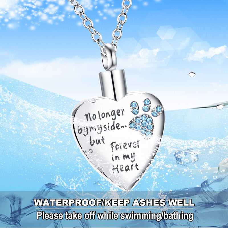 RBW Heart-Shaped Pet Necklace, Dog Cat Ashes Urn Necklace Jewelry Pendant Memorial Paw Necklace with Key Chain Lover Gift Light Blue Heart Shape - PawsPlanet Australia