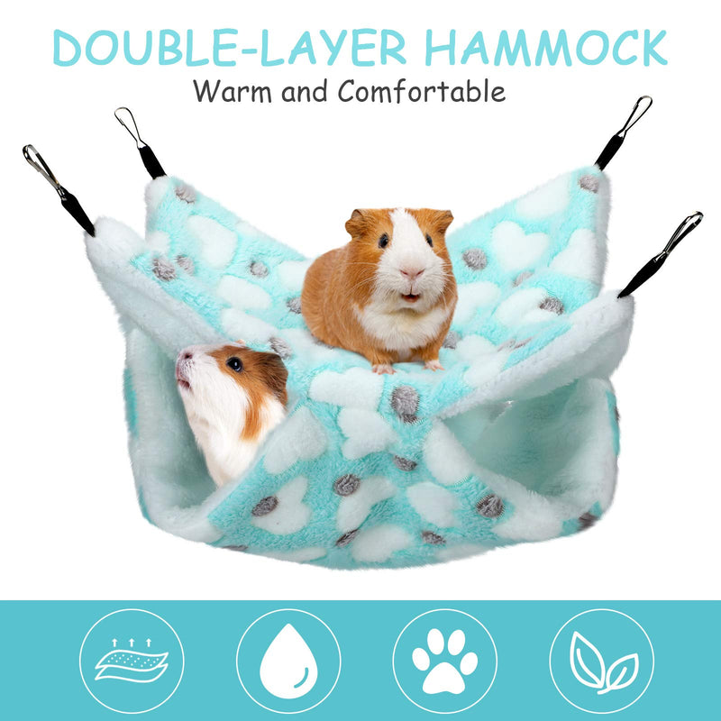 2 Pieces Guinea Pig Hamster Hanging Hammock and Warm Bed Soft Mat Set Small Pet Cage Hammock Hideout Tunnel Cave Hamster Mats for Rat Ferret Guinea Pig Squirrel Small Pet Blue - PawsPlanet Australia