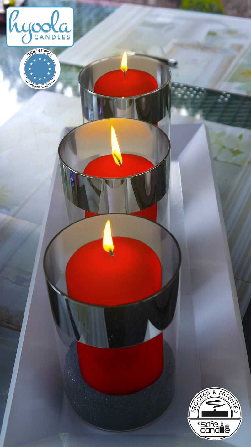 Hyoola Red Pillar Candles 2-inch x 4-inch - Unscented Pillar Candles - Set of 4 - European Made - PawsPlanet Australia