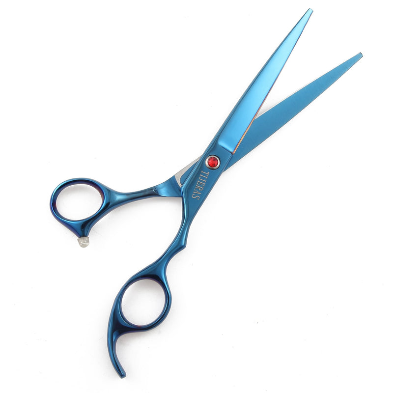 [Australia] - TIJERAS7/8" Pet Dog Grooming Thinning Scissors Kit Cat Dog Grooming Shears Japanese 440C Blade Trimmers Blunt Tip Scissor for Groomer -One Set 4 Pcs 7.0 Inch Dazzling Blue 