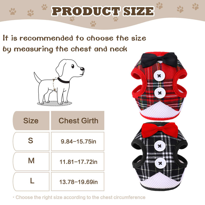 Svee 2 Pieces Small Dog Harness and Leash Set, Soft Mesh Plaid Puppy Harness, Pet Vest Harness with Bowknot, Adjustable Mesh Dog Walking Harness for Small Medium Dogs and Cats (Classic Pattern, S) Classic Pattern - PawsPlanet Australia