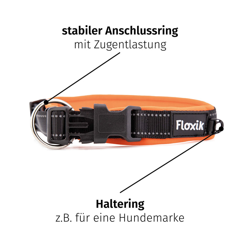 Floxik dog collar adjustable size S | Soft neoprene collar for dogs and puppies in different sizes including strain relief - PawsPlanet Australia