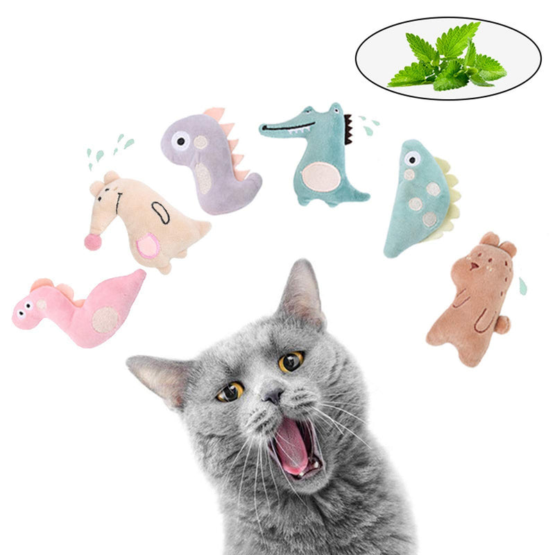 FANTESI 6 Pcs Cat Catnip Toys, Interactive Cat Toys Cartoon Catnip Chew Toys Soft Plush Cat Pillow Entertaining Toys for Pet Kitten Cat Playing Chewing Grinding Claw Teeth Cleaning - PawsPlanet Australia