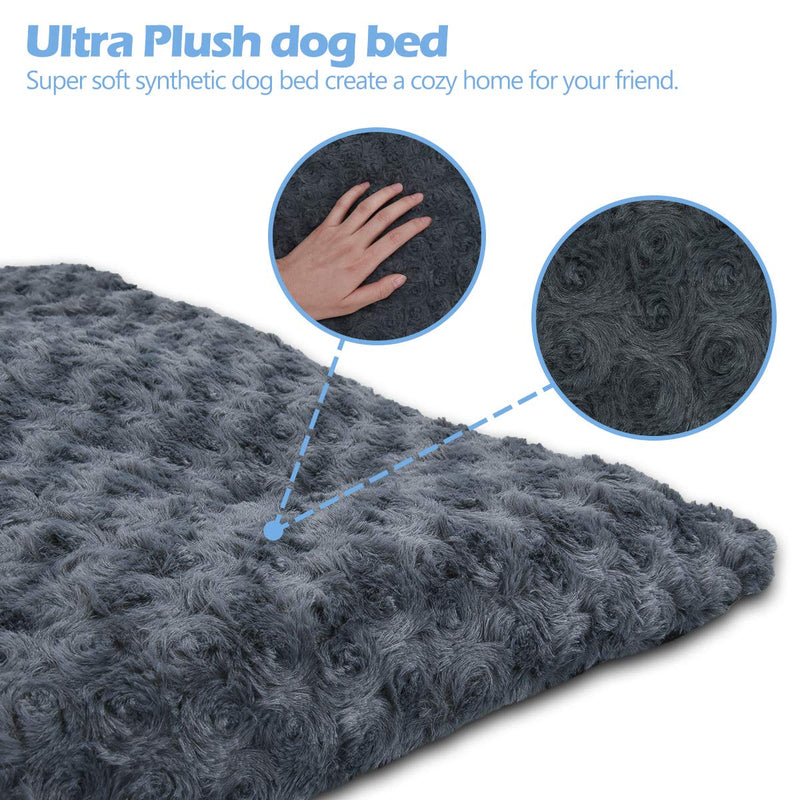 [Australia] - INVENHO Dog Bed Kennel Crate pad Comfortable Soft Anti Slip Washable for Large Medium Small Dogs Blue 35'' x 23'' 