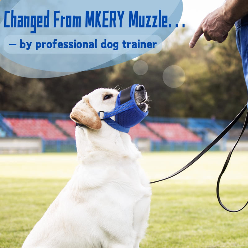 Dog Muzzle, Soft Muzzle for Medium Large Sized Dog to Anti and Prevent Biting Barking Chewing, Air Mesh Large No Barking Muzzle with Reflective & Adjustable Strap for Medium Large Sized Dog(Blue-L - PawsPlanet Australia