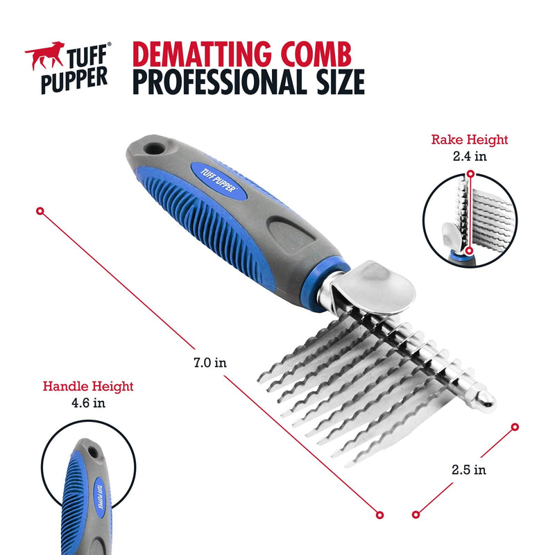 Tuff Pupper Dematting Tool For Dogs & Cats – Our Matting Comb For Dogs Easily & Safely Remove Dead, Matted Or Knotted Hair | Ergonomic, No-Slip Safety Handle Provides Precision Control And Leverage Against The Toughest Knots Dematting Comb - PawsPlanet Australia
