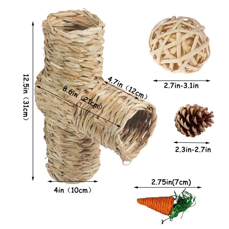 Hamiledyi Hamster Grass Tunnel Toy, Straw House with Open Entrance Guinea Pig Hideout Tube Pets Durable Home with Molar Chew Toys for Rats, Ferrets, Chinchilla, Hedgehog - PawsPlanet Australia