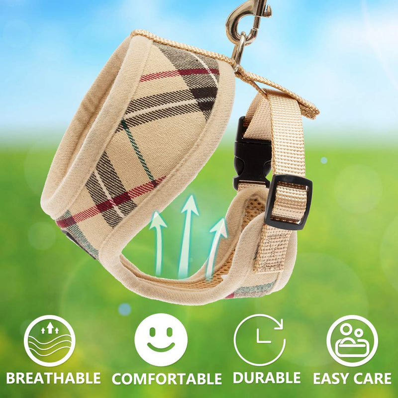 [Australia] - Soft Mesh Dog Harness Pet Puppy Comfort Padded Vest No Pull Harnesses S neck 12in,chest 13-16.5in Beige 