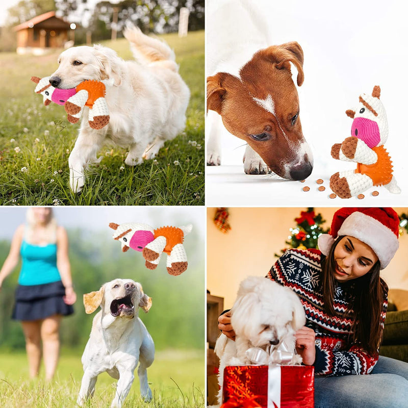 Sqinor Dog Toy Plush Squeaky Interactive Stable Toy for Large Small Dogs and Puppies - Cuddly Toy for Dogs (Cow - New) Cow - New - PawsPlanet Australia