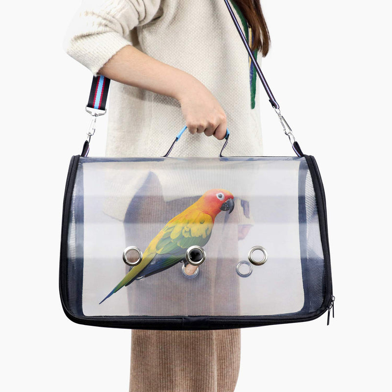 [Australia] - AK KYC Bird Carrier Bag Portable Travel Bird Cage Lightweight Breathable Parrot Perch Space Capsule Bubble Backpack 