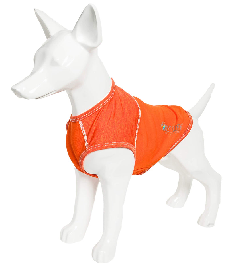 [Australia] - Pet Life Active 'Aero-Pawlse' Heathered Quick-Dry And 4-Way Stretch-Performance Dog Tank Top T-Shirt Small Orange 