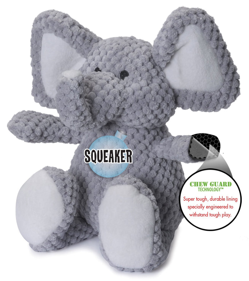 [Australia] - goDog Checkers Elephant with Chew Guard Technology Tough Plush Dog Toy, Grey, Small, Gray (076983) 