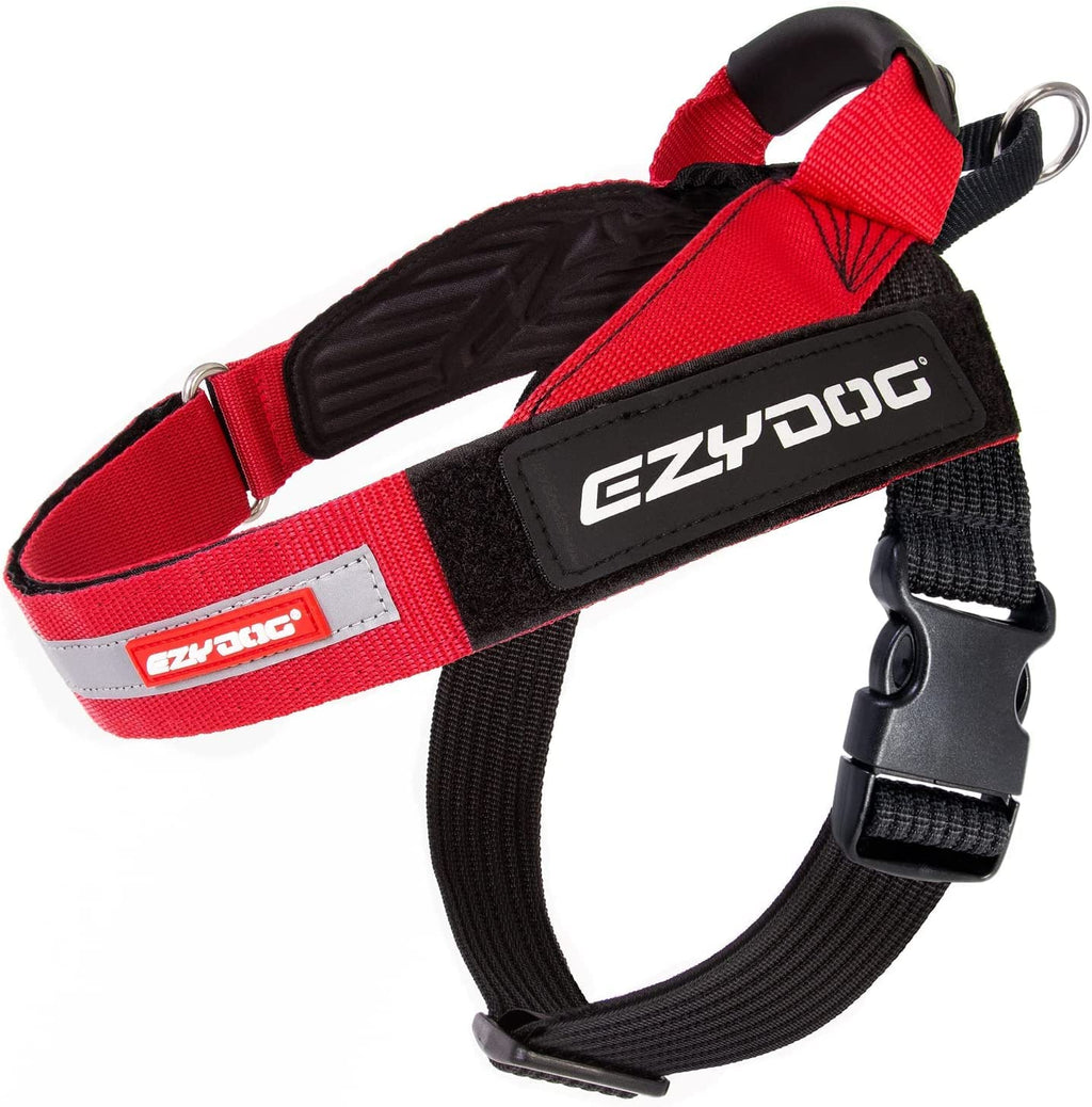 EZYDOG Express Dog Harness | Dog Harness for Small, Medium and Large Dogs, Angled Ergonomic Design, Molded Handle, Easy Release Side Buckle (XS, Red) XS - PawsPlanet Australia