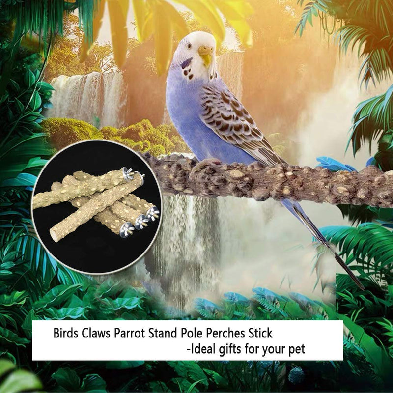 [Australia] - N/Y 3PCS Bird Perch Stand Toys with Parrot Foot Ring, Natural Pepper Wood Parrot Perches Stick Paw Grinding Branches Cage Chewing Stand Pet Bird Cage Hammock Swing Toy for Parrot or Lovebirds 