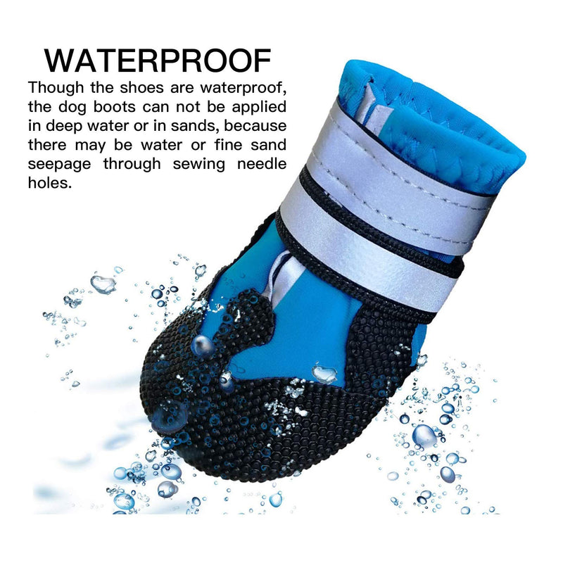 Elehui Dog Shoes Protective Dog Boots Set of 4 Waterproof Dog Shoes with Safe Reflective Straps, Rugged Anti-Slip Sole and Skid-Proof Outdoor Paw Protectors for Small, Medium and Large Dogs (L, Blue) L - PawsPlanet Australia