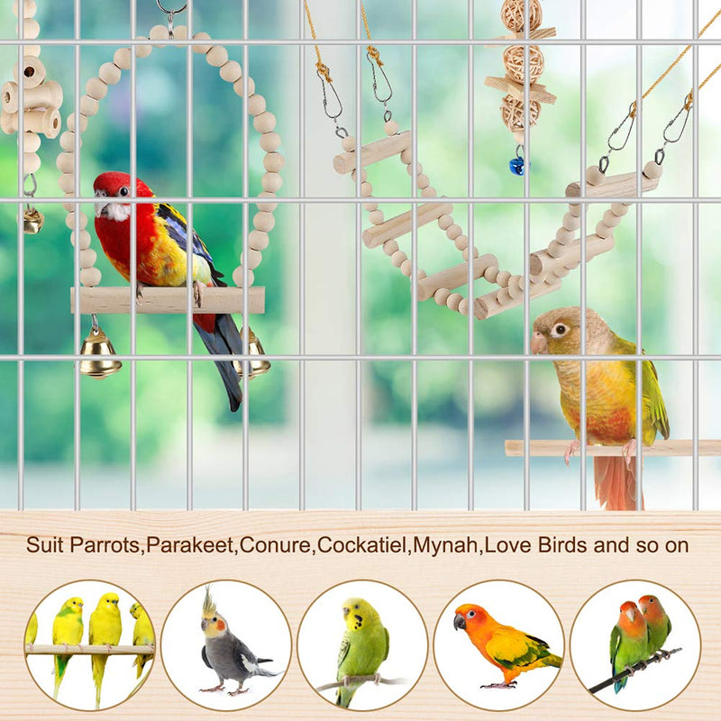 Bird Parrot Swing Toys, Chewing Standing Hanging Perch Hammock Climbing Ladder Bird Cage Toys for Budgerigar, Parakeet, Conure, Cockatiel, Mynah, Love Birds, Finches and Other Small to Medium Birds - PawsPlanet Australia
