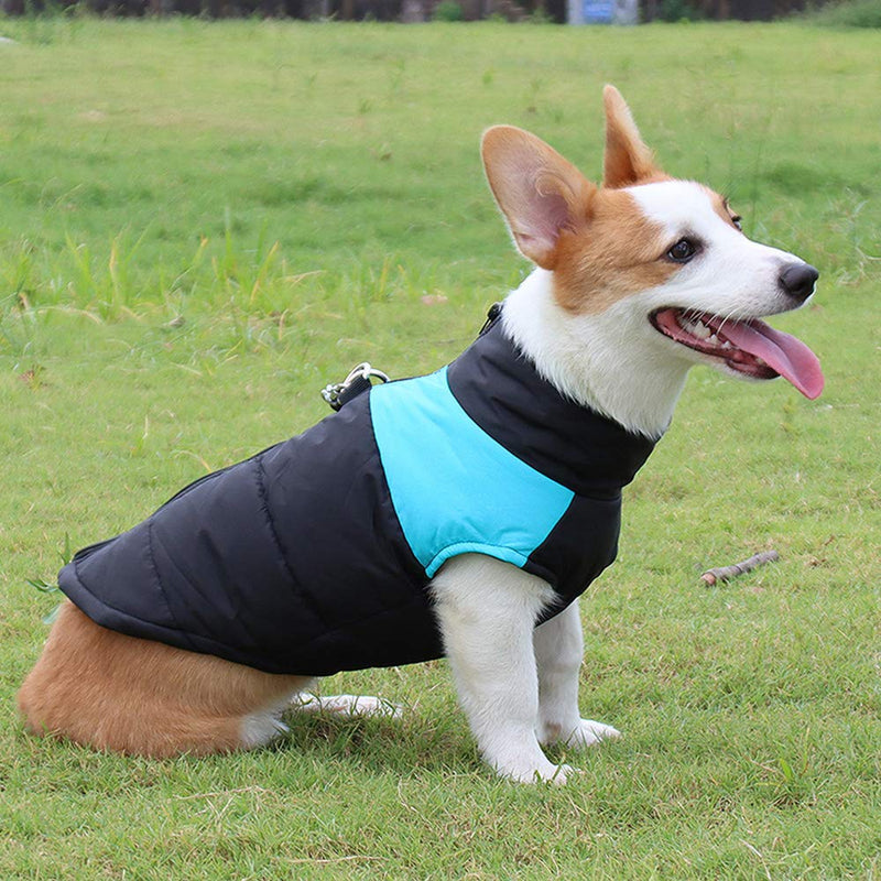 [Australia] - SunteeLong Dog Winter Cotton Coat Waterproof Windproof Dog Jacket Warm Dog Vest Cold Weather Pet Apparel for Small Medium Large Dogs S blue 