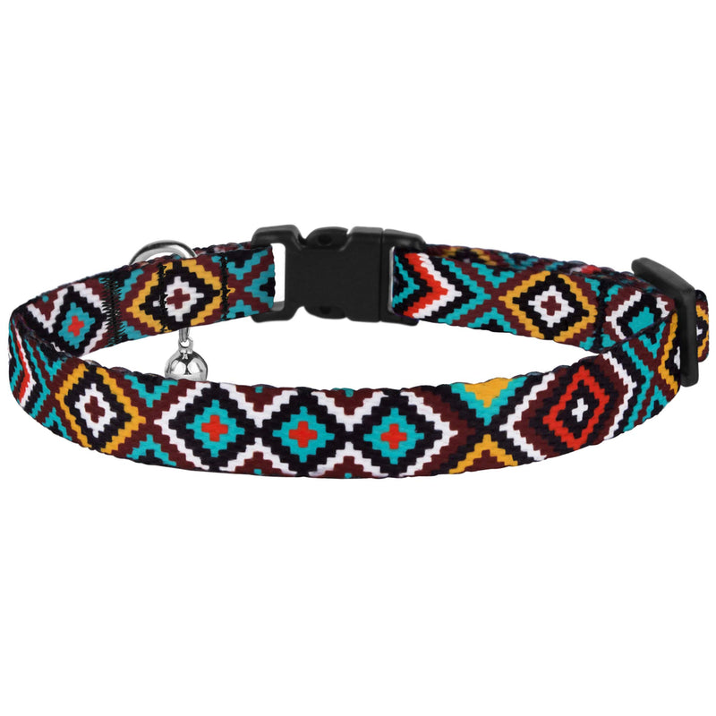 [Australia] - CollarDirect Aztec Cat Collar Breakaway Pack of 2 PCS Nylon Tribal Pattern Geometric Pet Kitten Collars for Cats Ethnic Teal + Tribal Magenta 