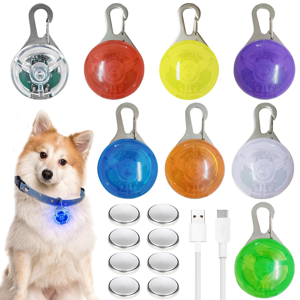 8 pieces flashing light dog school bag, LED reflectors, children's light pendant, colorful pet safety light collar with 3 light modes, waterproof pendant for cats, backpack, jogger, hiking, running, camping - PawsPlanet Australia
