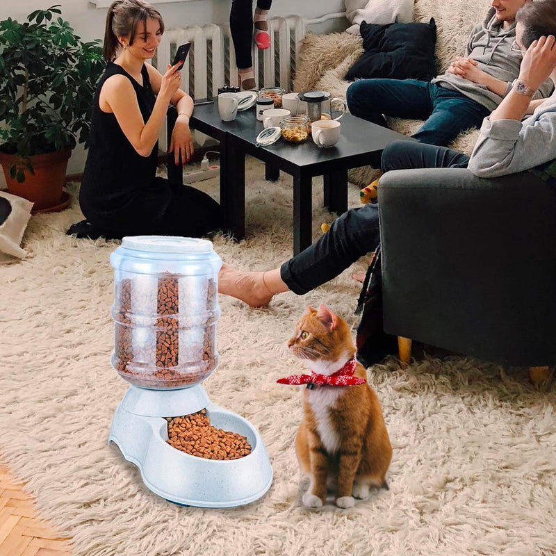 Zento Deals Automatic Self-Dispensing Pet Feeder Premium Quality Replenish Eating Bowl Storage Container Self Feeding Gravity 3.5 liters 1 Gallon Large Capacity Pet Feeder for Dog Cat - PawsPlanet Australia