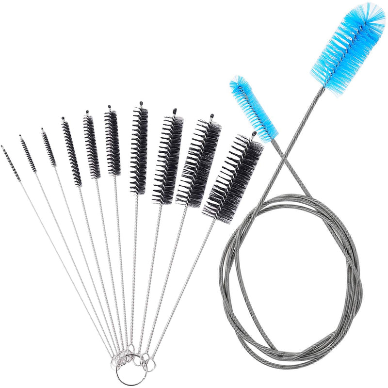 Aquarium Filter Brush Set, Flexible Double Ended Bristles Hose Pipe Cleaner with Stainless Steel Long Tube Cleaning Brush and 10 Pcs Different Sizes Bristles Brushes for Fish Tank or Home Kitchen - PawsPlanet Australia