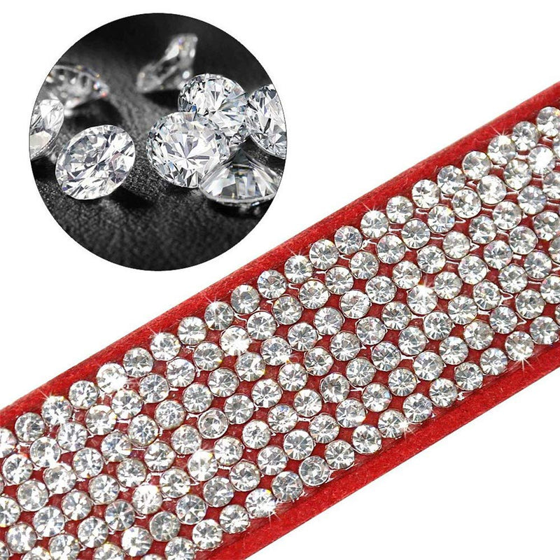 ETOPARS Rhinestone Dog Collar Leashes, Crystal Diamond Cat Dog Collar Leash Set, Cute Dazzling Dog Rhinestone Collar, Dog Collar Harness for Small & Medium Dogs M Red - PawsPlanet Australia