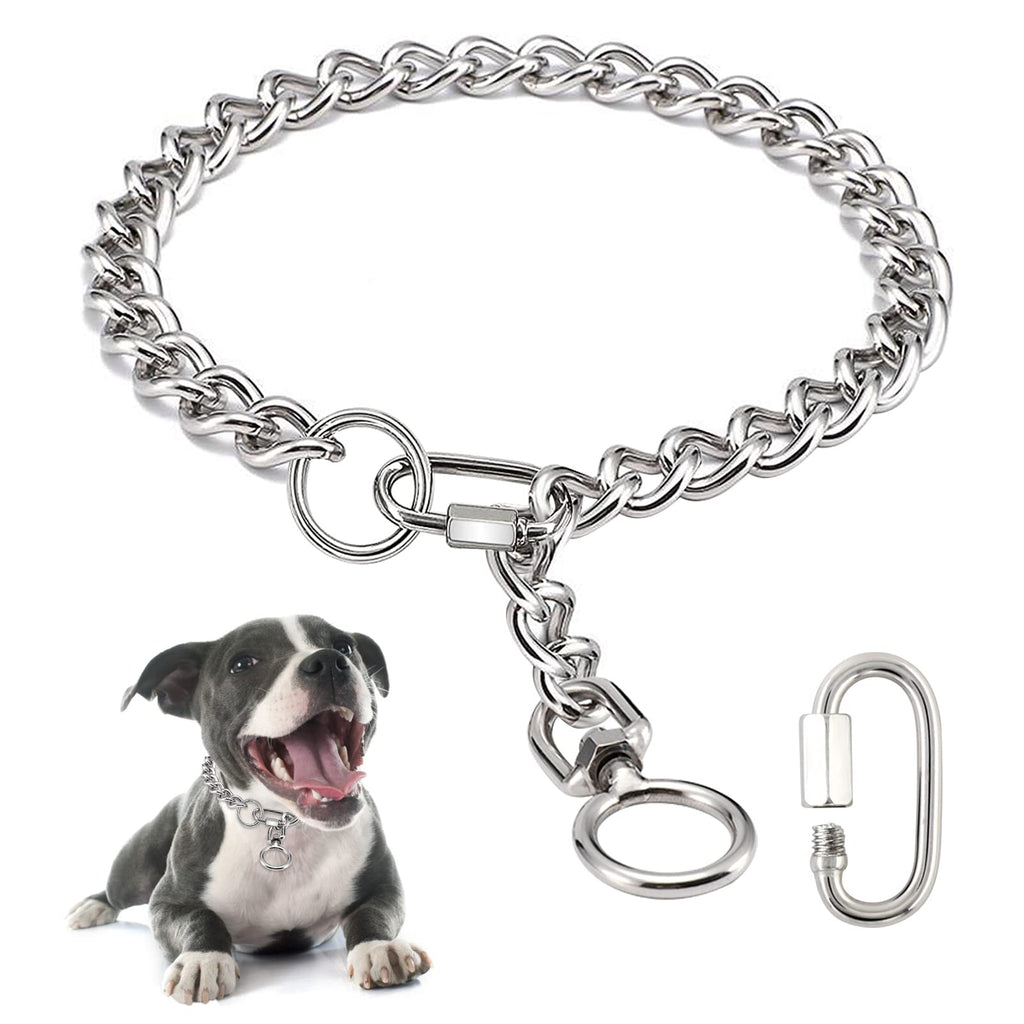 Chain Dog Collar, Stainless Steel Metal Chew Necklace Slip P Chain Collar with Connecting Clasp for Small Medium Large Dogs (A, M) A - PawsPlanet Australia