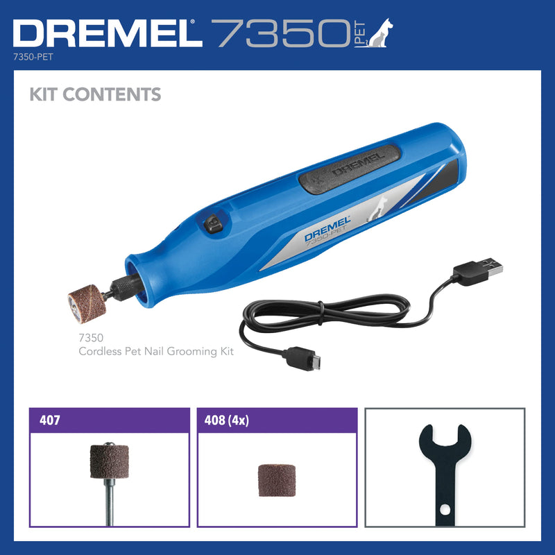 Dremel 7350-PET 4V Pet & Dog Nail Grinder, Easy-To-Use & Safe Nail Trimmer, Professional Pet Grooming Kit - Works on Large, Medium, Small Dogs & Cats New Model - PawsPlanet Australia