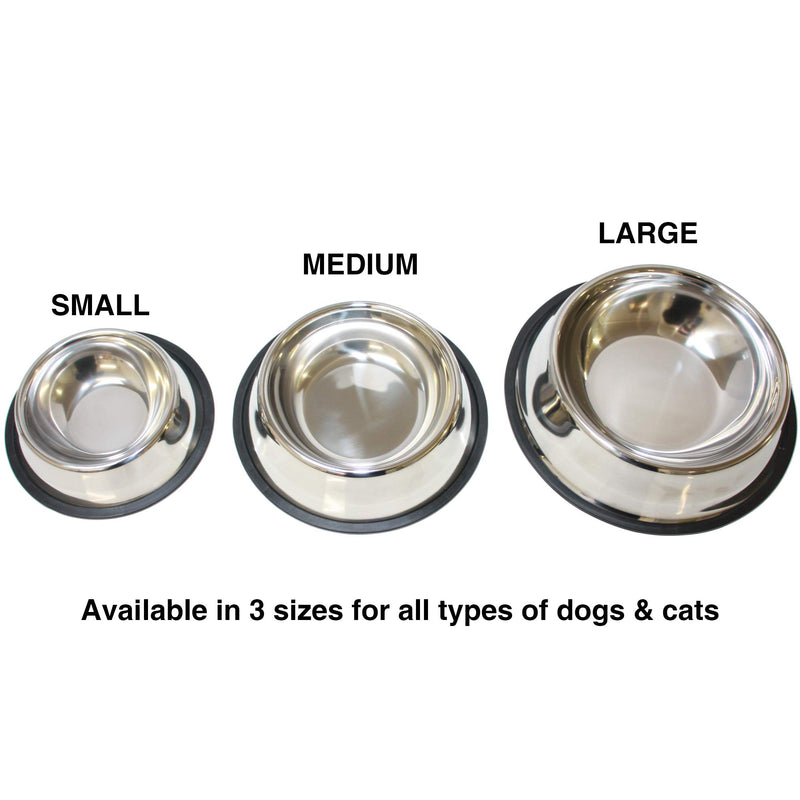 Feeder Stainless Steel Bowl Dog Bowl, Water Bowl Food Bowl For Dogs and Cats, Non Tip Slip Rubber Bottom (Medium) Medium - PawsPlanet Australia