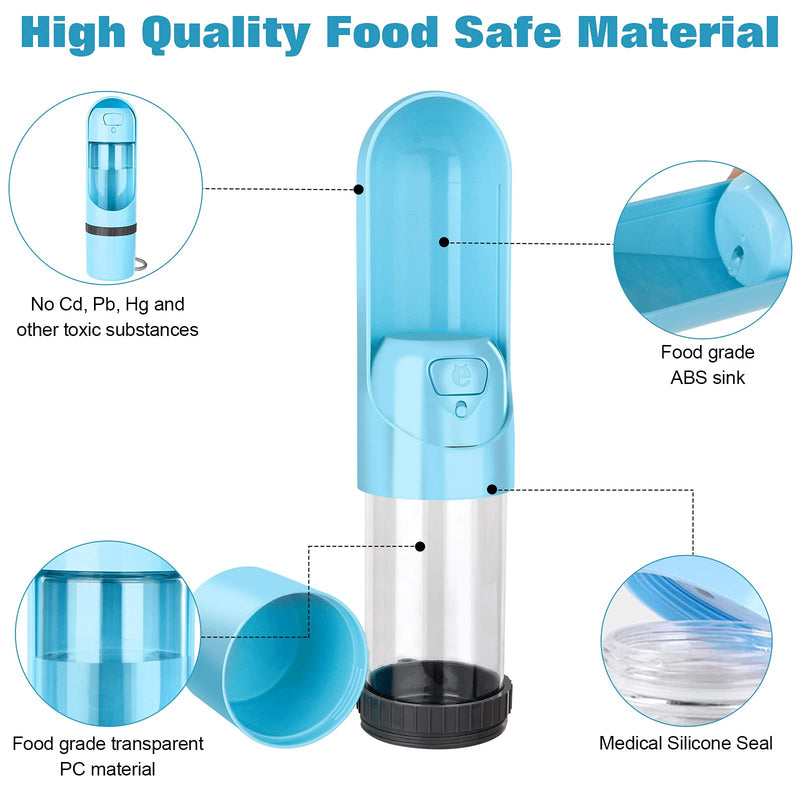 Portable Dog Water Bottle: Leak-Proof Cat Travel Water Dispenser, can Be Filled with Water and Food, Suitable for Kitty and Puppy Outdoor Walking, Hiking and Traveling Blue - PawsPlanet Australia