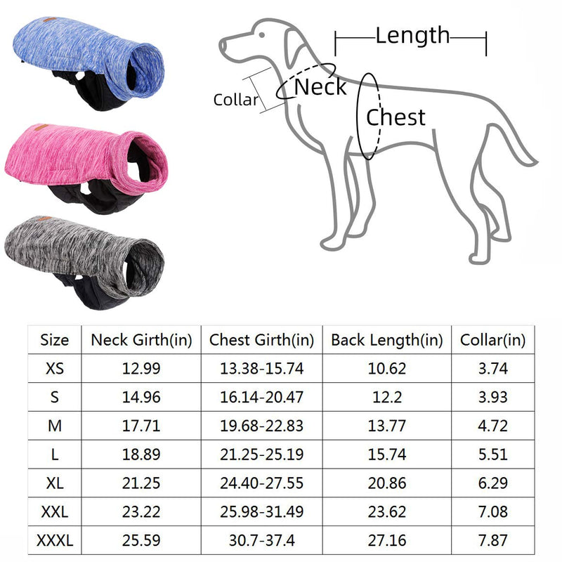 LEMON PET Dog Winter Coat Waterproof Reversible Clothes Small Medium Large Dog Jacket Winter Fleece Warm Windproof Cold Weather Autumn Vest Apparel with Harness Hole XS Neck Girth: 12.99in Rose - PawsPlanet Australia