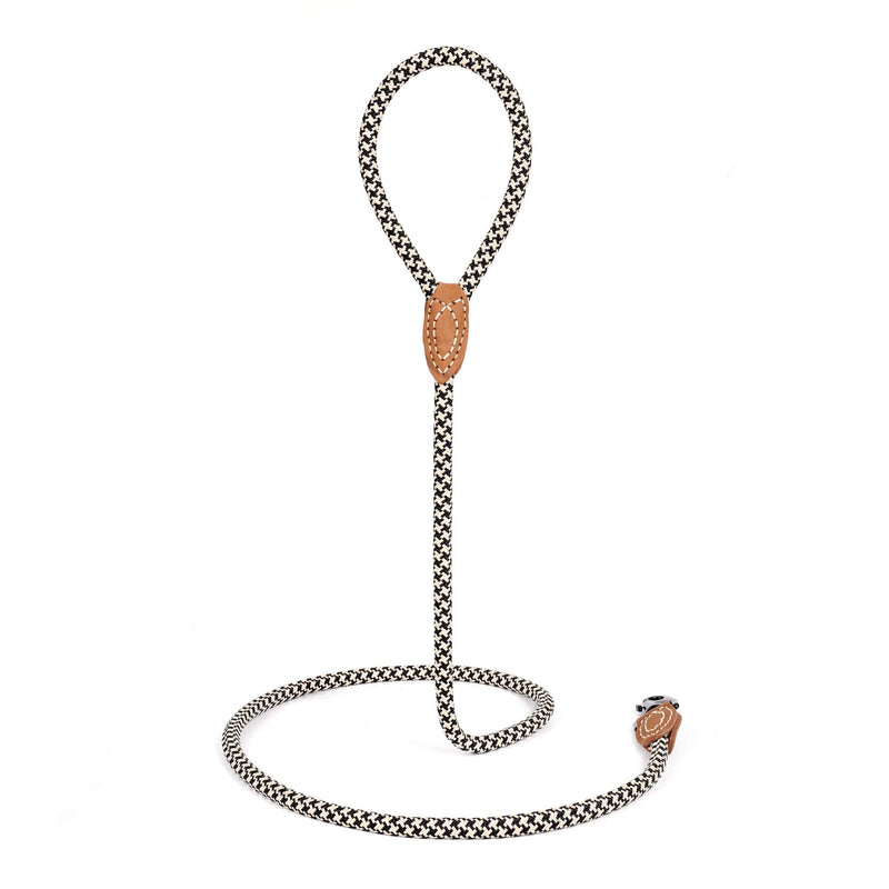 Mile High Life | Mountain Climbing Dog Rope Leash with Heavy Duty Metal Sturdy Clasp | Genuine Leather Tailored Connection with Strong Stitches 48 Inch (Pack of 1) Black Khaki - PawsPlanet Australia