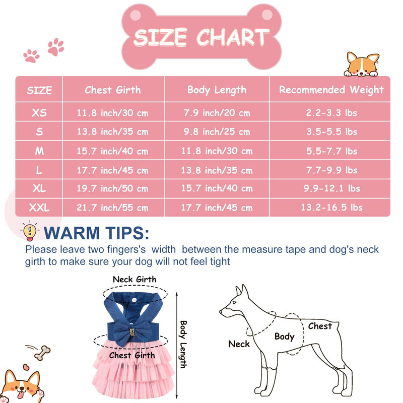 3 Pieces Dog Princess Dresses Puppy Bow Knot Dress Pet Tutu Dresses Striped Mesh Puppy Dog Princess Summer Dresses for Small Medium Cat Puppy Dog (X-Small) XS (Pack of 3) - PawsPlanet Australia