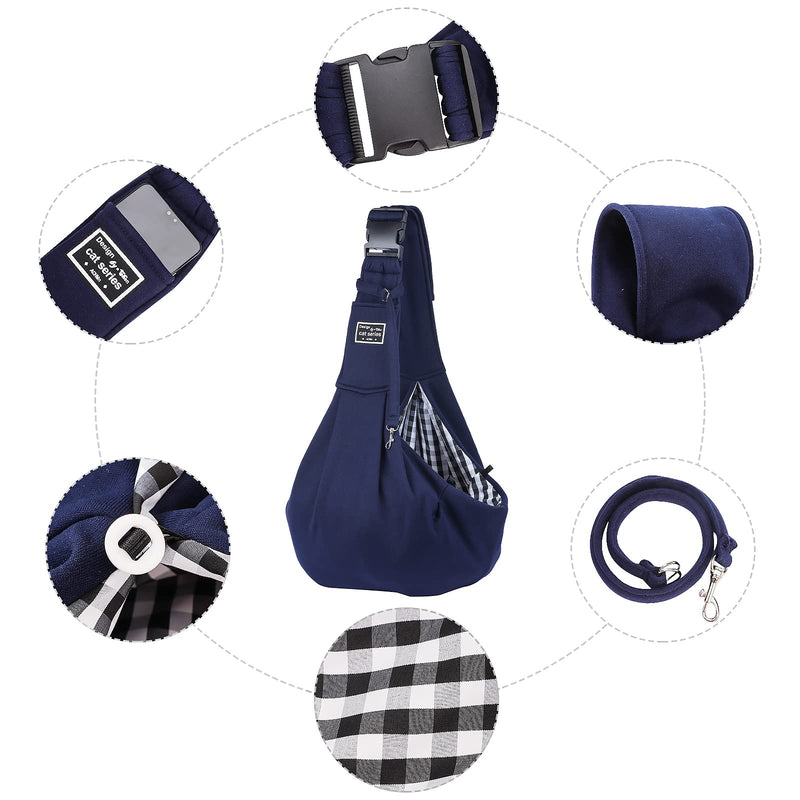 GLAITC Small Dog Puppy Sling Carrier,Puppy Sling Carry Bags Adjustable Hands Free Cat Carry Bag with Pocket and Safety Belt Carrier for Small Dogs and Cats Outdoor Walking Travel Shopping Blue - PawsPlanet Australia