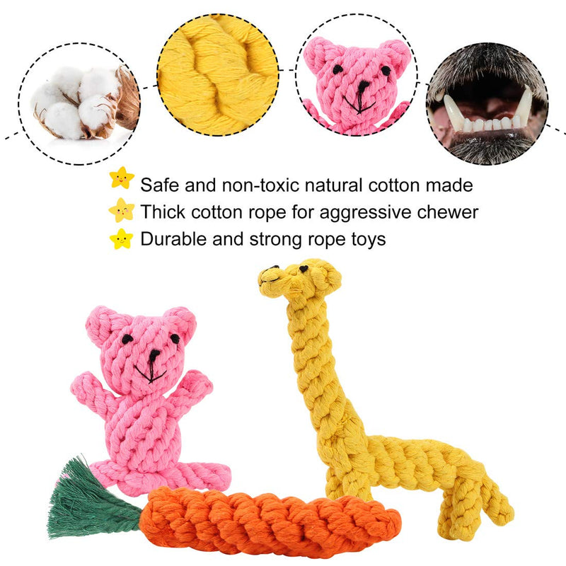 Puppy Chew Toys Rope Teething Clean, Cute Design Durable Cotton Rope Toys for Small Dogs Dental Care and Avoid Boredom - PawsPlanet Australia